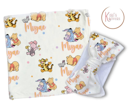 Pink Pooh and Friends Blanket Set