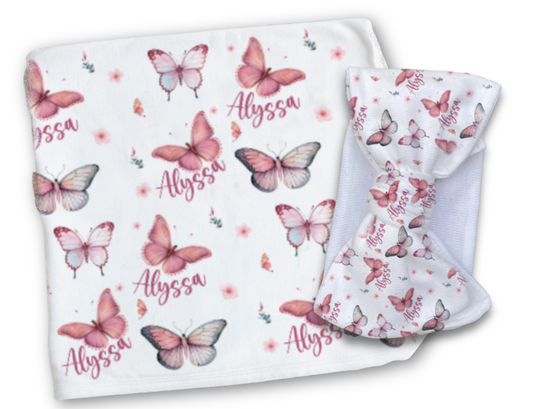 Cherry Blossom & Butterflies Blanket Set