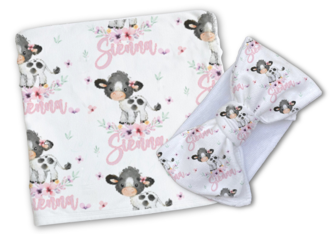 Baby Girl Cow (Pink) Blanket Set