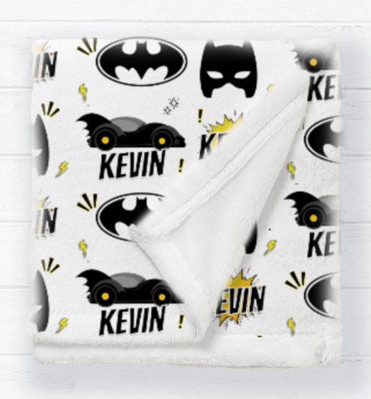 Bat Man Minky Fluff Blanket