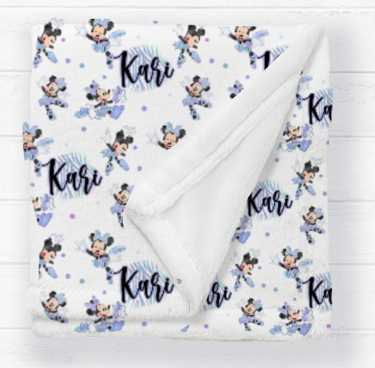 Personalized Minnie Mouse Minky Fluff Blanket