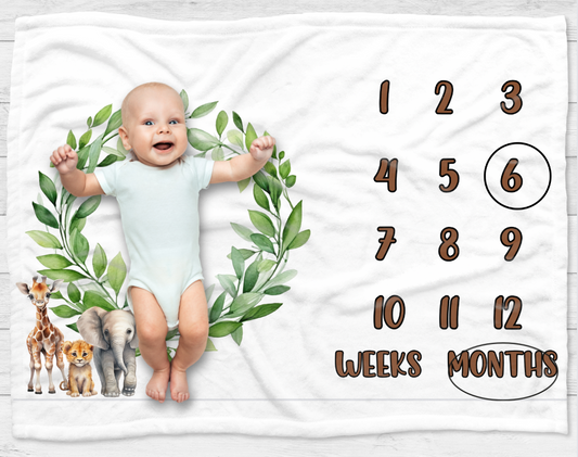 Baby Safari Milestone Blanket