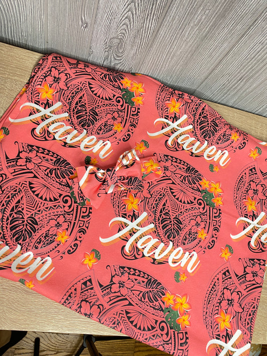 Pink Polynesian Print Blanket Set