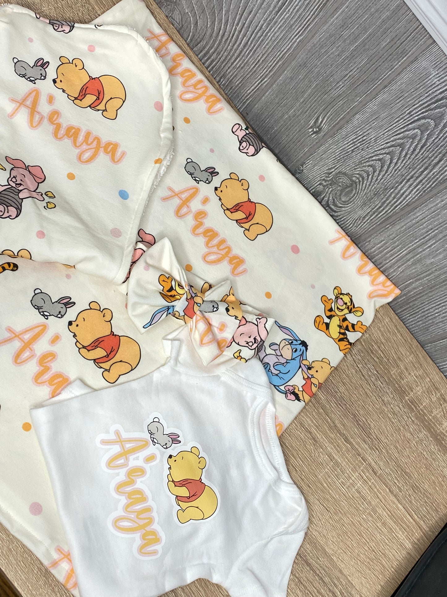 Pink Pooh and Friends Blanket Set