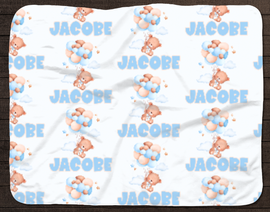 Teddy Bear (Boy) and Balloons Blanket Set