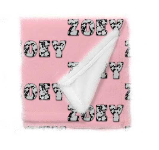 Fuzzy Cow Name Kids Blanket