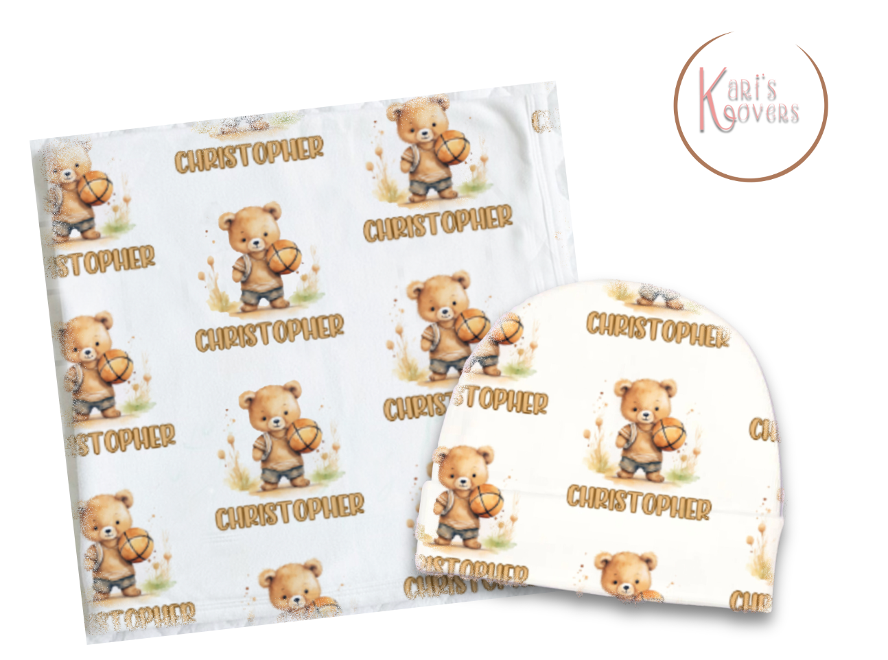 Basketball Teddy Bear Blanket Set