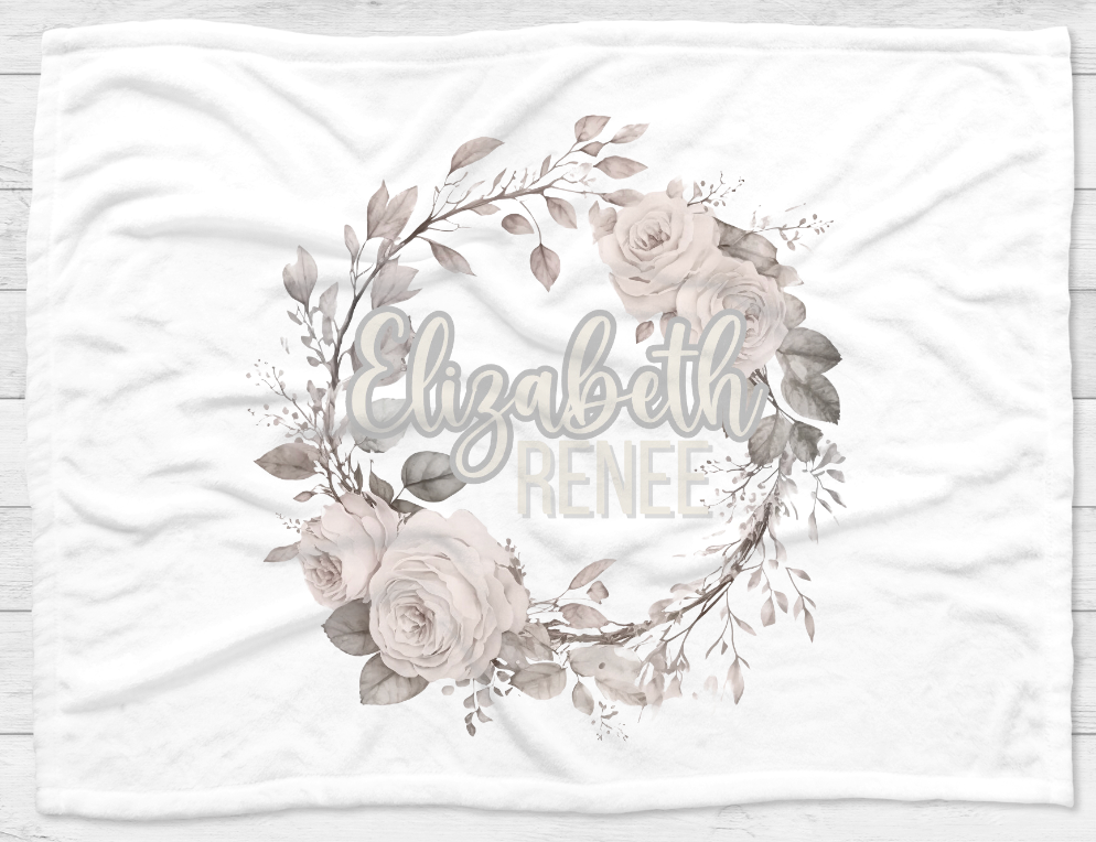 Grey Flower Wisteria Kids Blanket