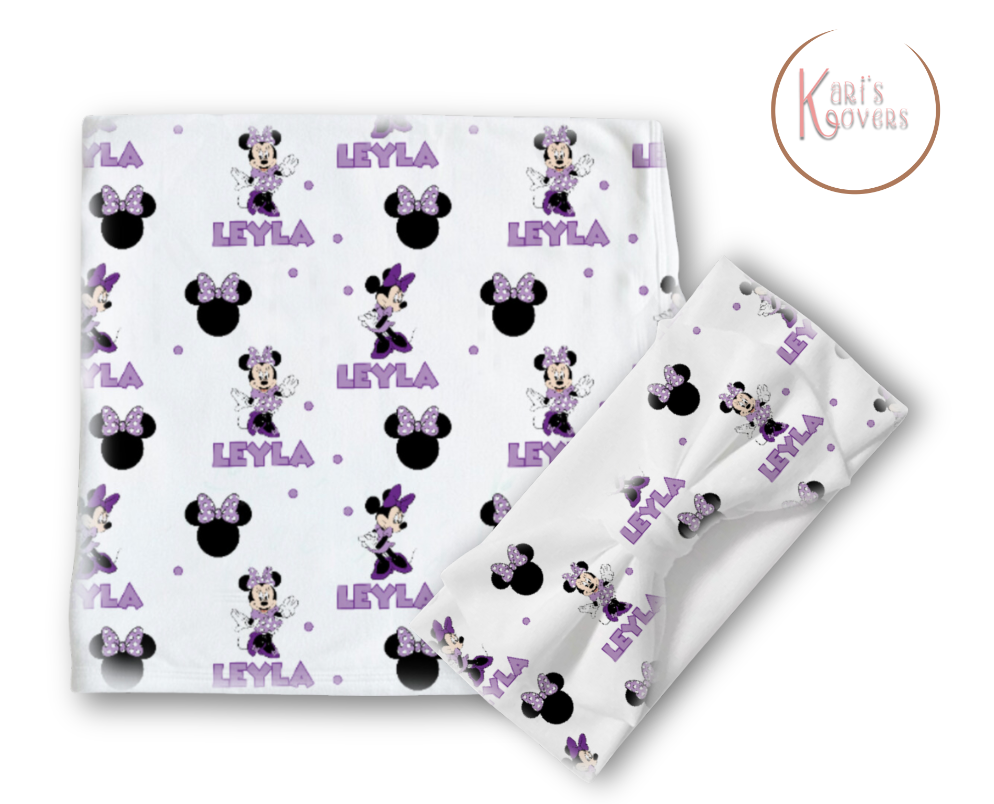 Purple Minnie Blanket Set