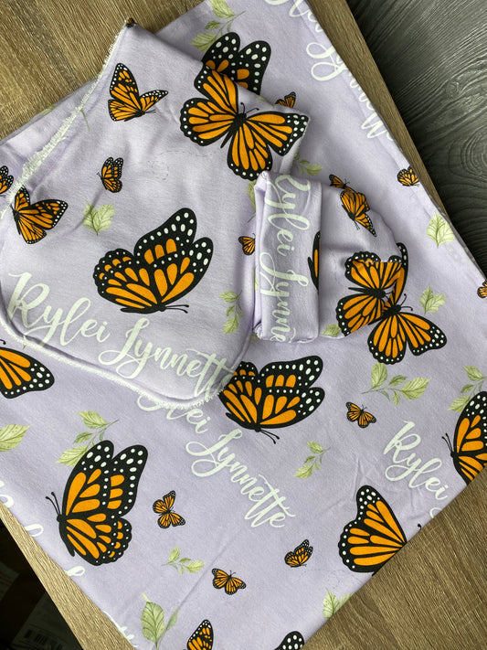 lavender & monarch butterfly blanket