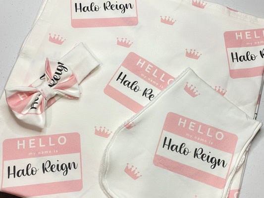 baby name tag blanket